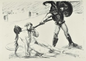 Max Slevogt, Hektors Flucht, 1907  (Lithographie, Blatt12 der Folge "Achill"